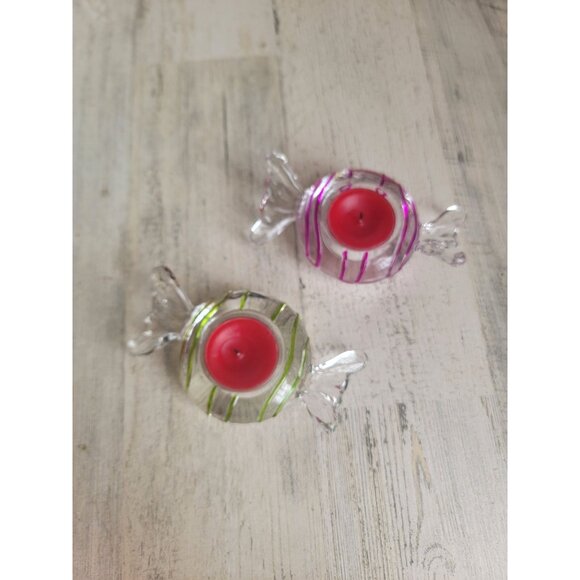 PartyLite wrapped candy tea light glass holders set - Picture 5 of 7